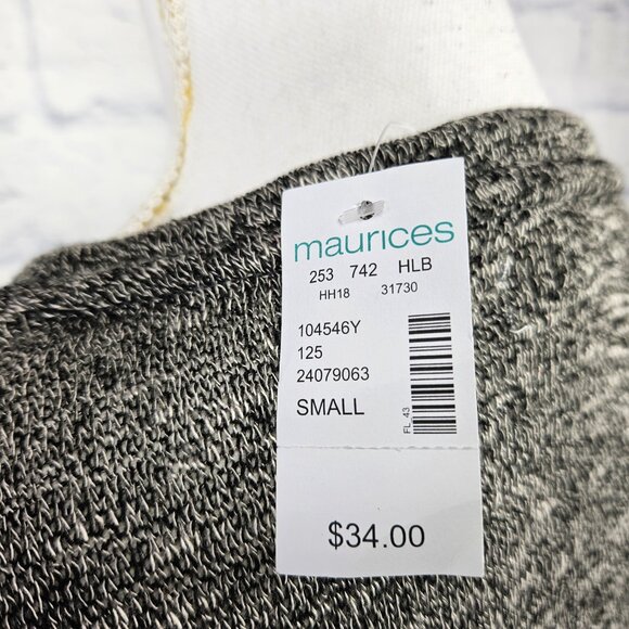 NWT Maurices Sz S Marled Black Velvet Lace 3/4 Sleeve Lightweight Knit Tunic Top - Picture 7 of 10